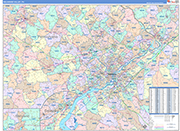 Delaware Valley Metro Area Wall Map Color Cast Style